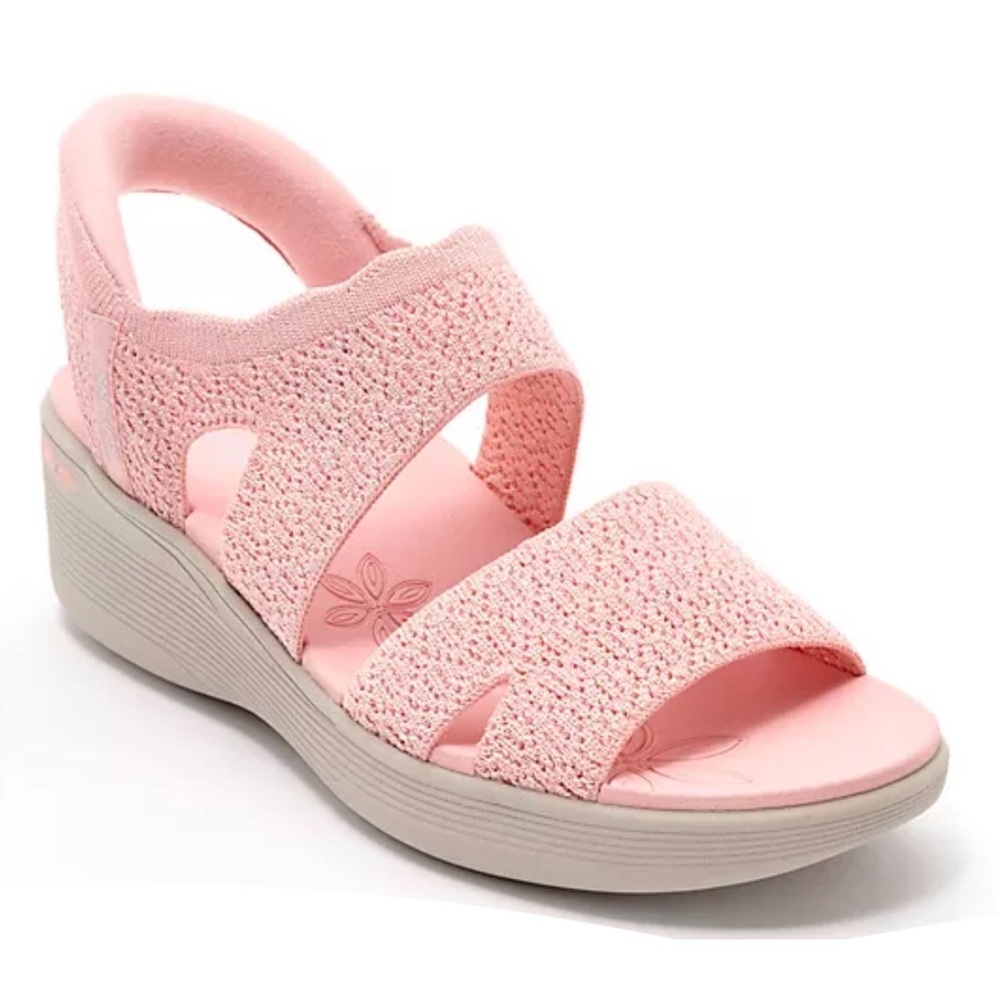 Skechers Pink Textured Wedge Sandals - Picture 2 of 9